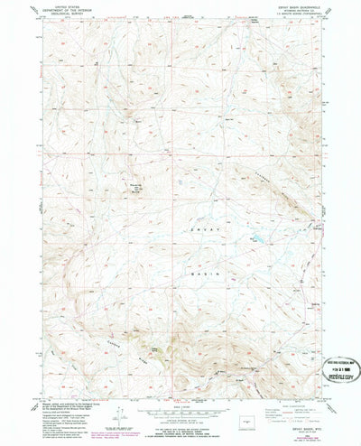 United States Geological Survey Ervay Basin, WY (1952, 24000-Scale) digital map