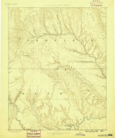 United States Geological Survey Escalante W, UT-AZ (1886, 250000-Scale) digital map