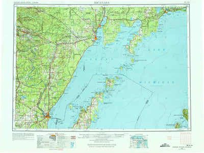 United States Geological Survey Escanaba, MI-WI (1954, 250000-Scale) digital map
