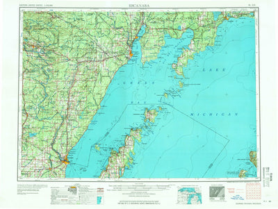 United States Geological Survey Escanaba, MI-WI (1958, 250000-Scale) digital map