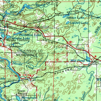 United States Geological Survey Escanaba, MI-WI (1958, 250000-Scale) digital map