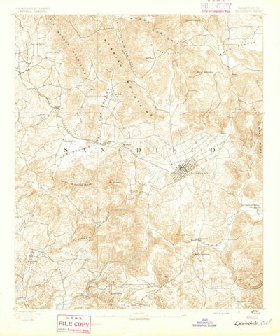 United States Geological Survey Escondido, CA (1893, 62500-Scale) digital map