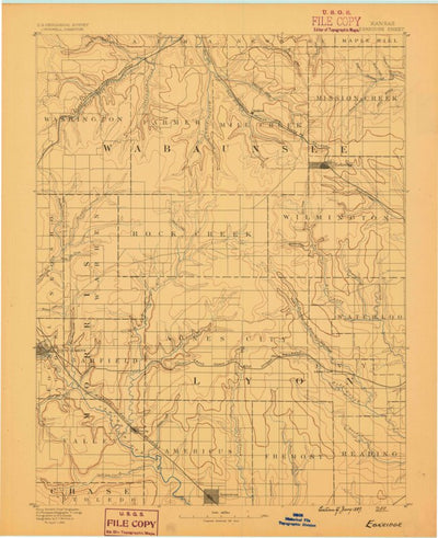 United States Geological Survey Eskridge, KS (1889, 125000-Scale) digital map