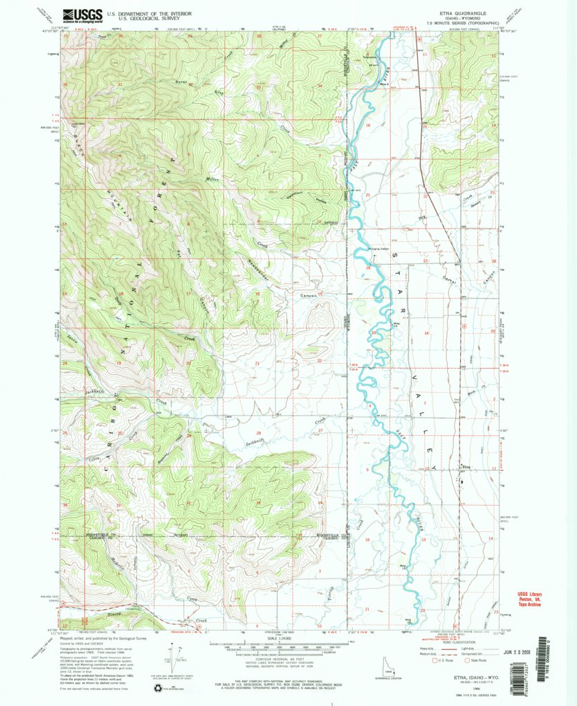 Etna, WY-ID (1966, 24000-Scale) Map by United States Geological Survey ...