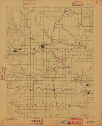 United States Geological Survey Eureka, KS (1888, 125000-Scale) digital map