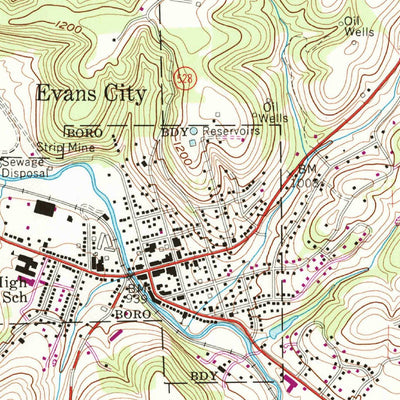 United States Geological Survey Evans City, PA (1958, 24000-Scale) digital map