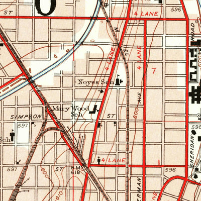 United States Geological Survey Evanston, IL (1953, 24000-Scale) digital map