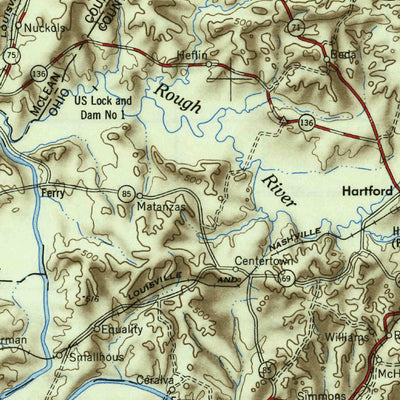 United States Geological Survey Evansville, IN-KY (1954, 250000-Scale) digital map