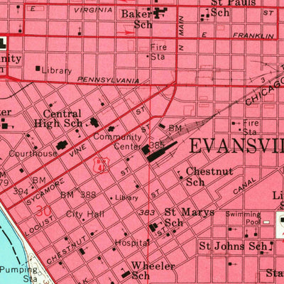United States Geological Survey Evansville South, IN-KY (1957, 24000-Scale) digital map