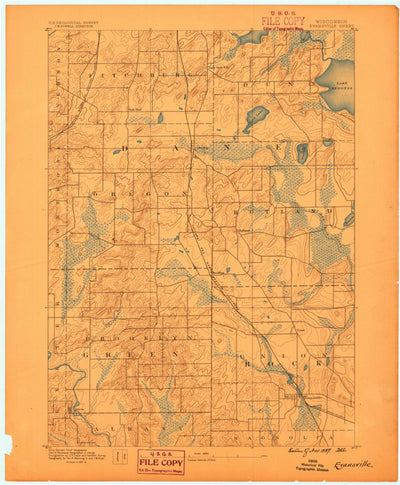 United States Geological Survey Evensville, WI (1889, 62500-Scale) digital map