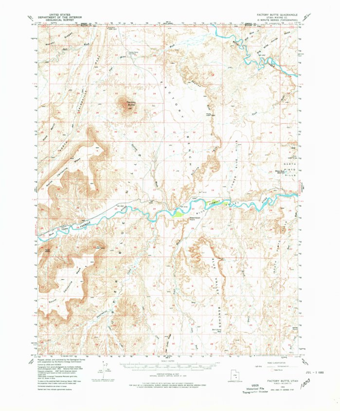 Factory Butte, UT (1954, 62500-Scale) Map by United States Geological ...