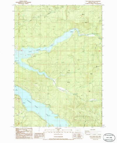 United States Geological Survey Fall Creek Lake, OR (1986, 24000-Scale) digital map
