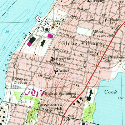 United States Geological Survey Fall River, MA-RI (1967, 25000-Scale) digital map