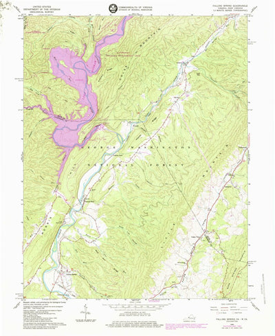 United States Geological Survey Falling Spring, VA-WV (1966, 24000-Scale) digital map