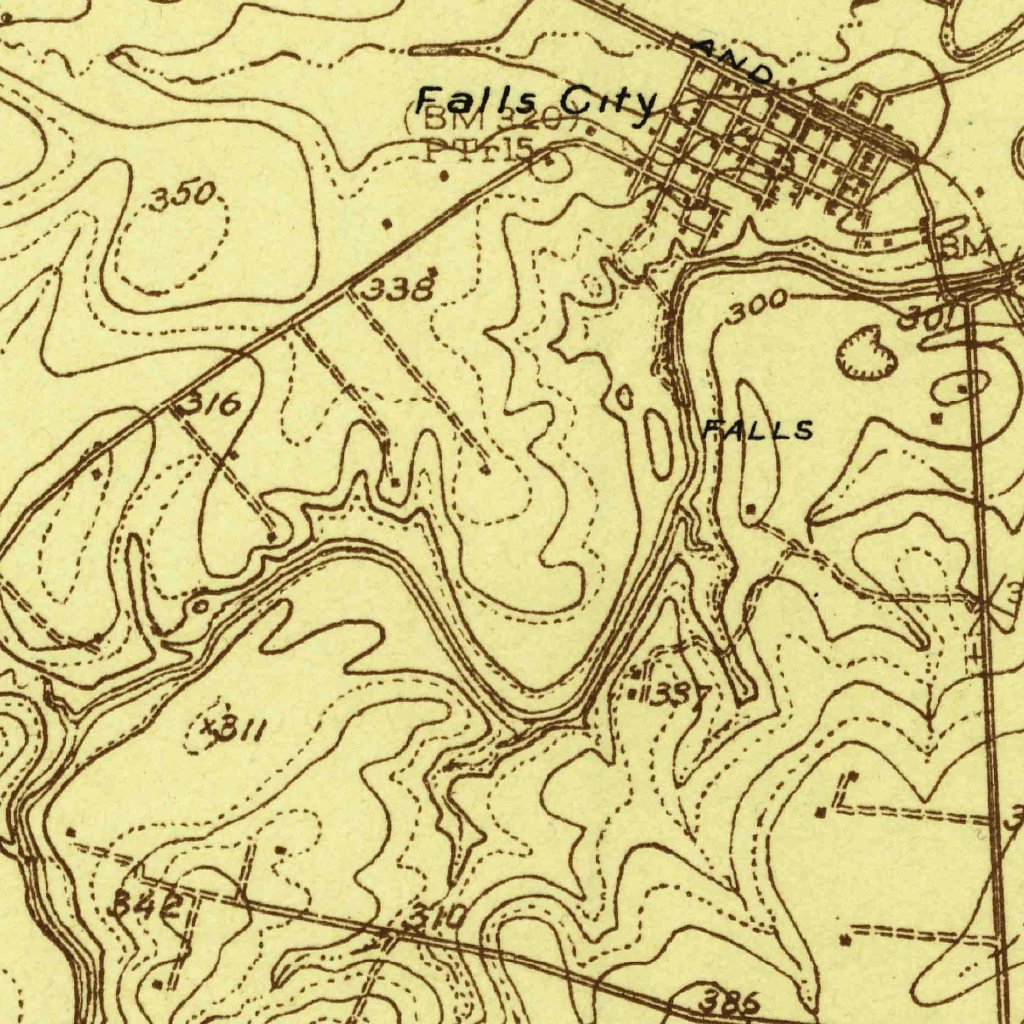 Falls City, TX (1925, 48000-Scale) Map by United States Geological ...