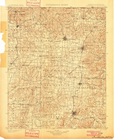 United States Geological Survey Fayetteville, AR-MO (1901, 125000-Scale) digital map