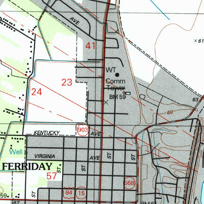 United States Geological Survey Ferriday North, LA-MS (1999, 24000-Scale) digital map