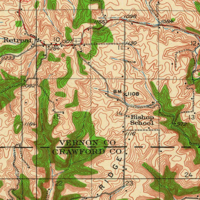 United States Geological Survey Ferryville, WI-IA (1929, 62500-Scale) digital map