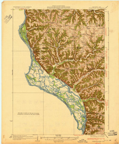 United States Geological Survey Ferryville, WI-IA (1932, 62500-Scale) digital map