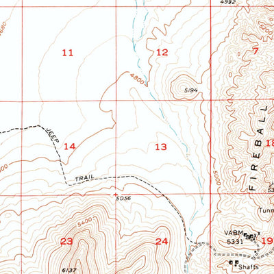 United States Geological Survey Fireball Ridge, NV (1967, 62500-Scale) digital map