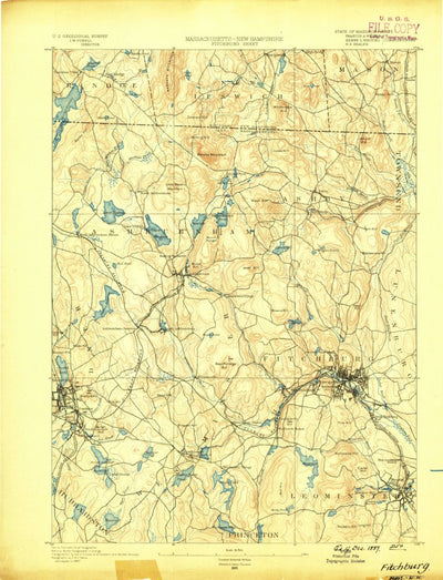United States Geological Survey Fitchburg, MA-NH (1889, 62500-Scale) digital map