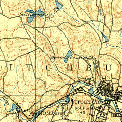 United States Geological Survey Fitchburg, MA-NH (1889, 62500-Scale) digital map