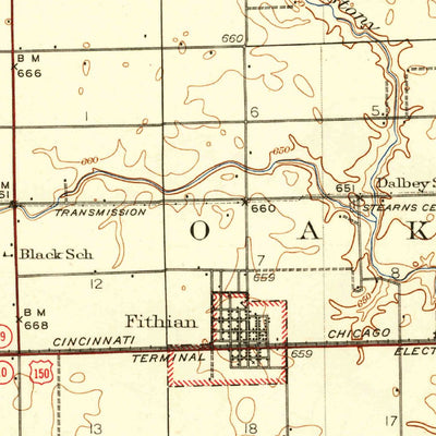 United States Geological Survey Fithian, IL (1943, 62500-Scale) digital map