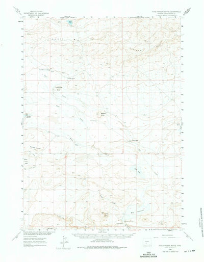 United States Geological Survey Five Fingers Butte, WY (1960, 62500-Scale) digital map