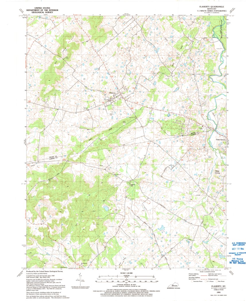 Flaherty, KY (1991, 24000Scale) Map by United States Geological Survey
