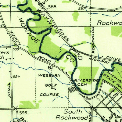 United States Geological Survey Flat Rock, MI (1936, 31680-Scale) digital map