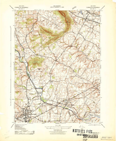United States Geological Survey Flemington, NJ (1943, 31680-Scale) digital map
