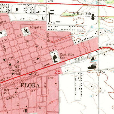 United States Geological Survey Flora, IL (1970, 24000-Scale) digital map