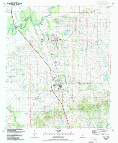 United States Geological Survey Flora, MS (1988, 24000-Scale) digital map