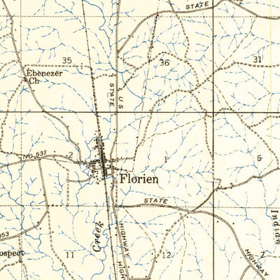 United States Geological Survey Florein, LA (1942, 62500-Scale) digital map