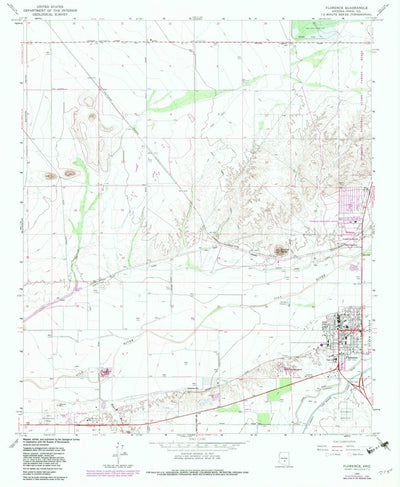 United States Geological Survey Florence, AZ (1965, 24000-Scale) digital map