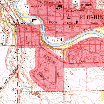 United States Geological Survey Flushing, MI (1969, 24000-Scale) digital map