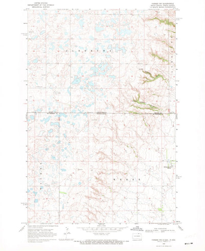 United States Geological Survey Forbes NW, SD-ND (1968, 24000-Scale) digital map