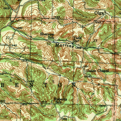 United States Geological Survey Fordland, MO (1942, 62500-Scale) digital map