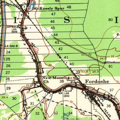 United States Geological Survey Fordoche, LA (1939, 62500-Scale) digital map