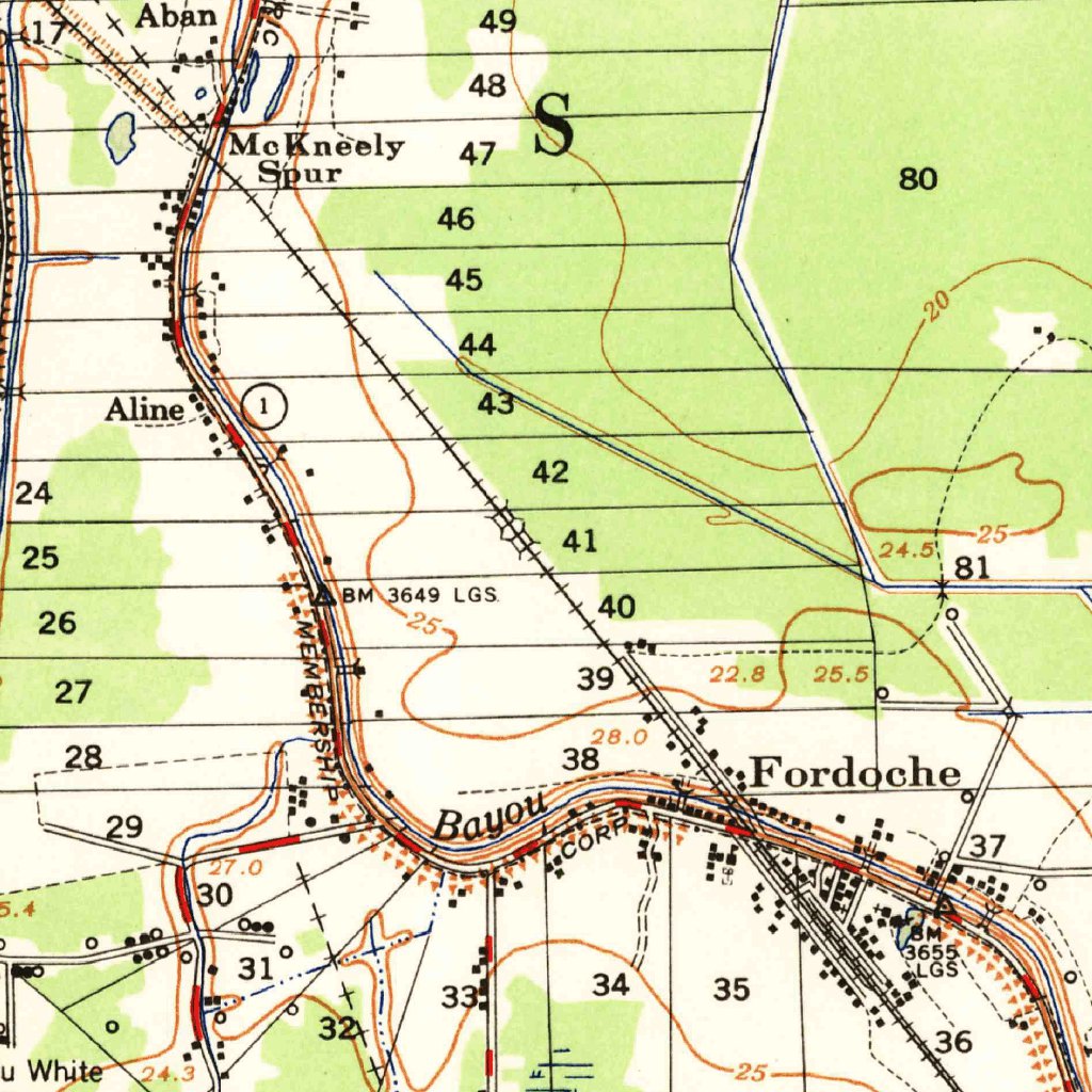 Fordoche, LA (1955, 62500-Scale) Map by United States Geological Survey ...