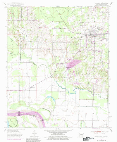 United States Geological Survey Foreman, AR-OK-TX (1951, 24000-Scale) digital map