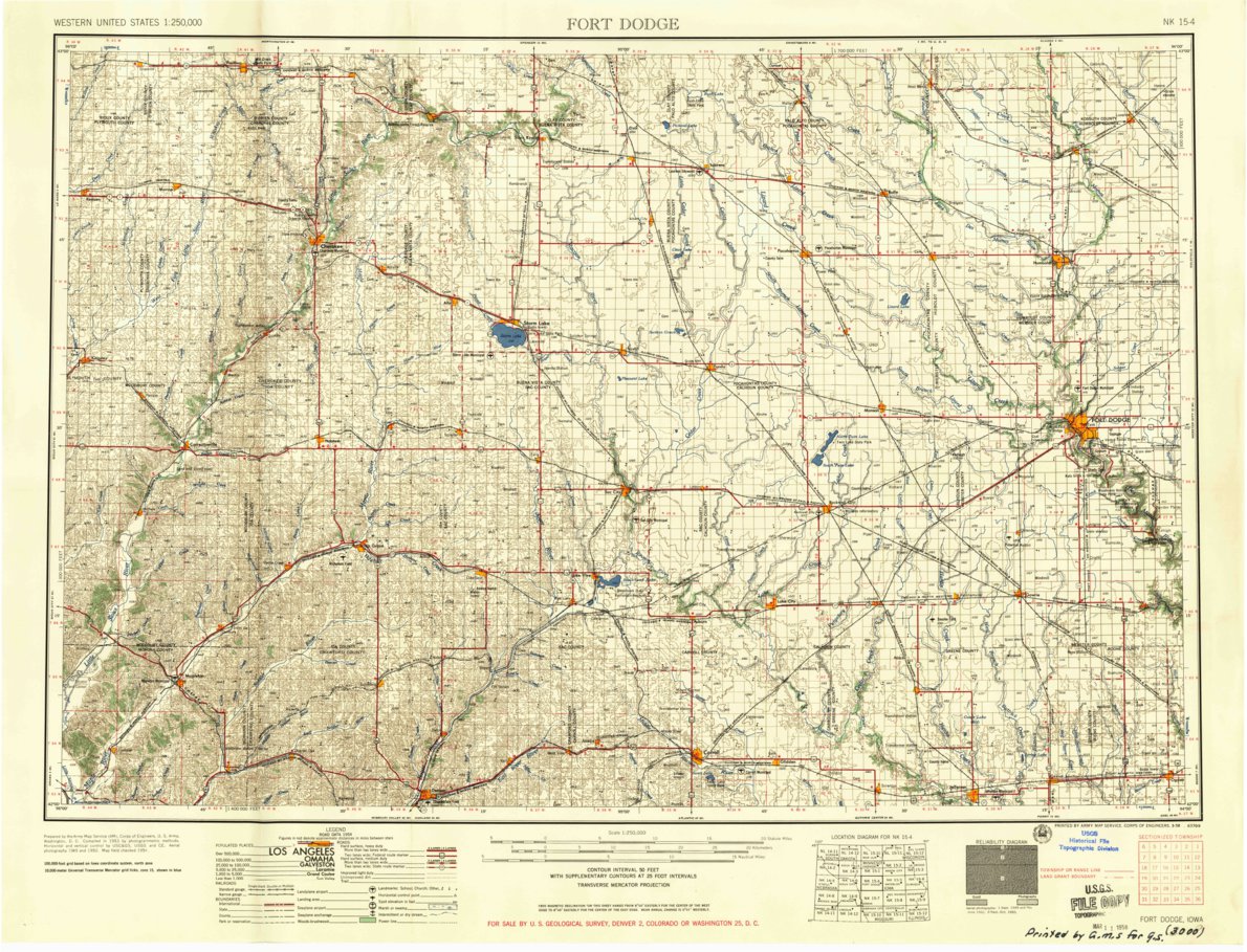 Fort Dodge, IA (1958, 250000-Scale) Map by United States Geological ...