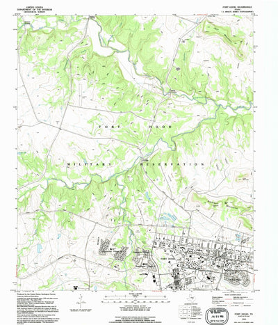 United States Geological Survey Fort Hood, TX (1995, 24000-Scale) digital map