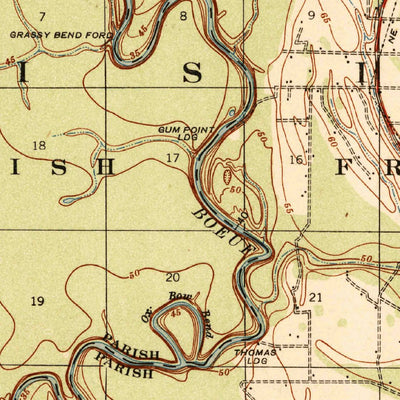 United States Geological Survey Fort Necessity, LA (1939, 62500-Scale) digital map