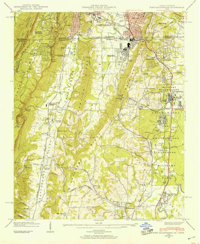 United States Geological Survey Fort Oglethorpe, GA-TN (1942, 24000-Scale) digital map