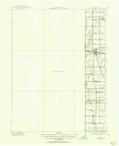 United States Geological Survey Fort Recovery, OH-IN (1915, 62500-Scale) digital map