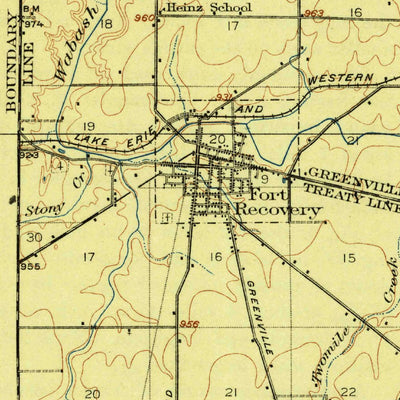United States Geological Survey Fort Recovery, OH-IN (1918, 62500-Scale) digital map