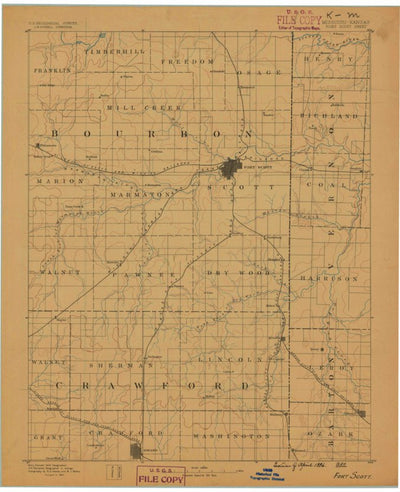 United States Geological Survey Fort Scott, KS-MO (1886, 125000-Scale) digital map