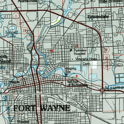 United States Geological Survey Fort Wayne, IN (1984, 100000-Scale) digital map