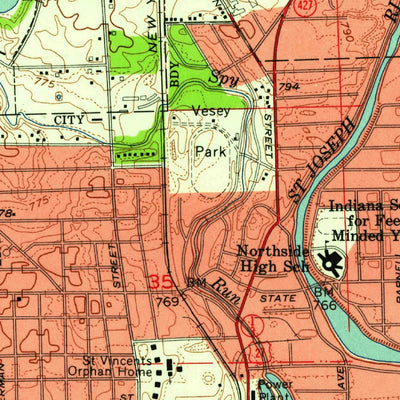 United States Geological Survey Fort Wayne West, IN (1956, 24000-Scale) digital map
